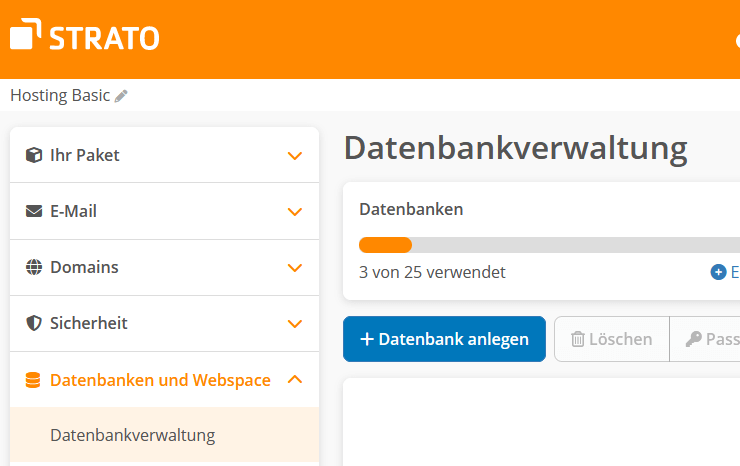 Datenbank anlegen