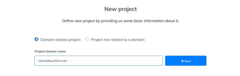 Neues Projekt mit Domain