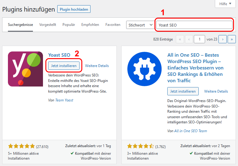 WordPress Plugin installieren: Plugin-Suche